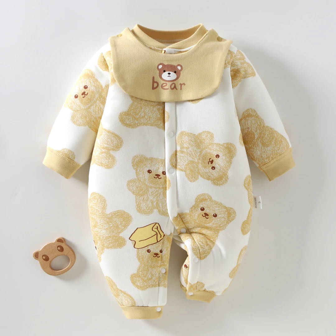 秋冬婴儿连衣加厚夹棉男女宝宝棉衣棉服新生儿衣服哈衣冬季全棉