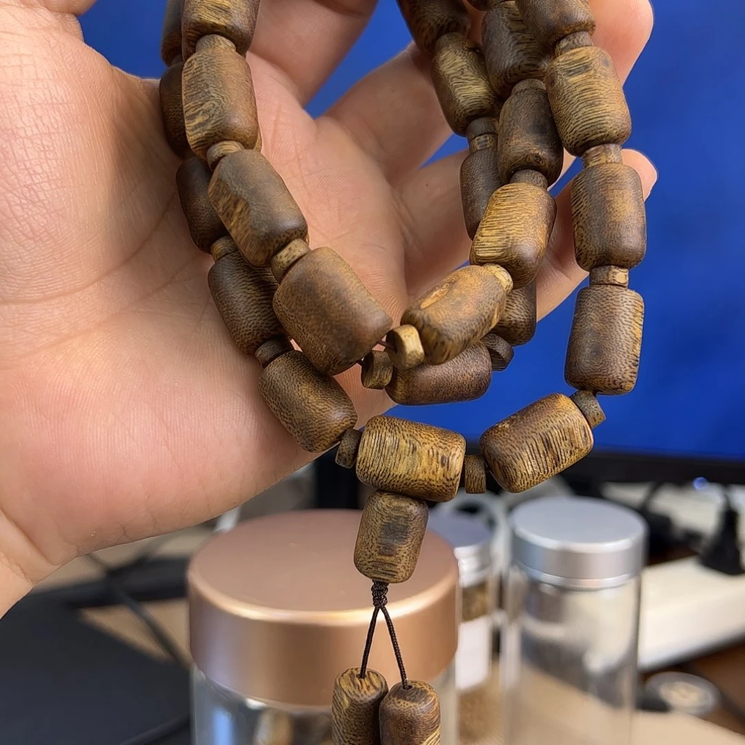 手串沉香12mm金丝油版头留疤多圈58.7g