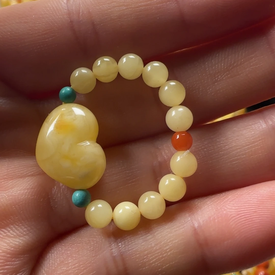 蜜蜡未镶嵌颈饰蜜蜡爱心戒指