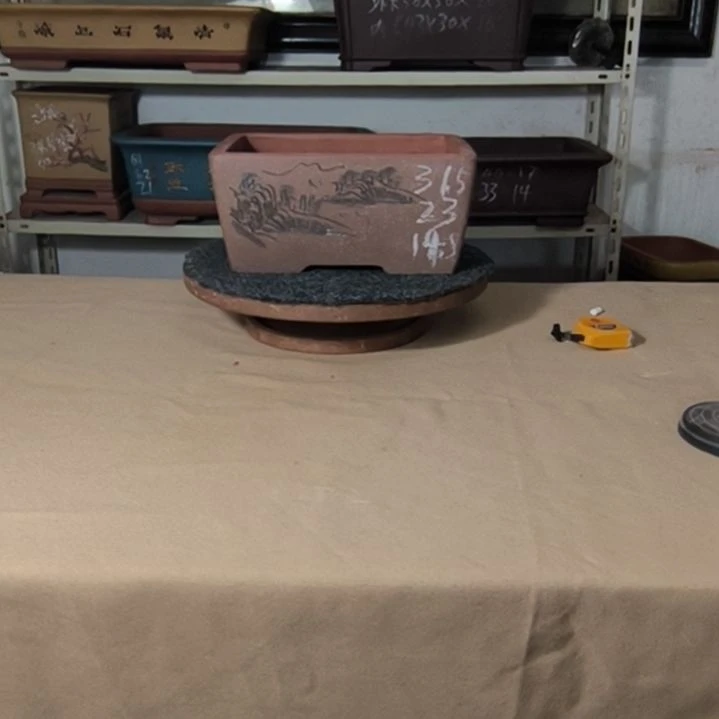 紫砂花盆豆沙色大号马