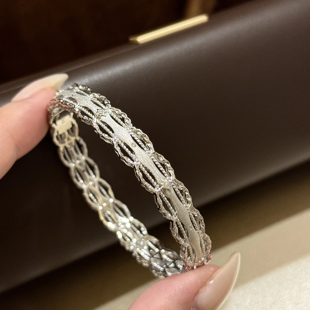 925银手镯 S925银布家镂空蕾丝手镯复古拉丝手镯中古高级感手镯