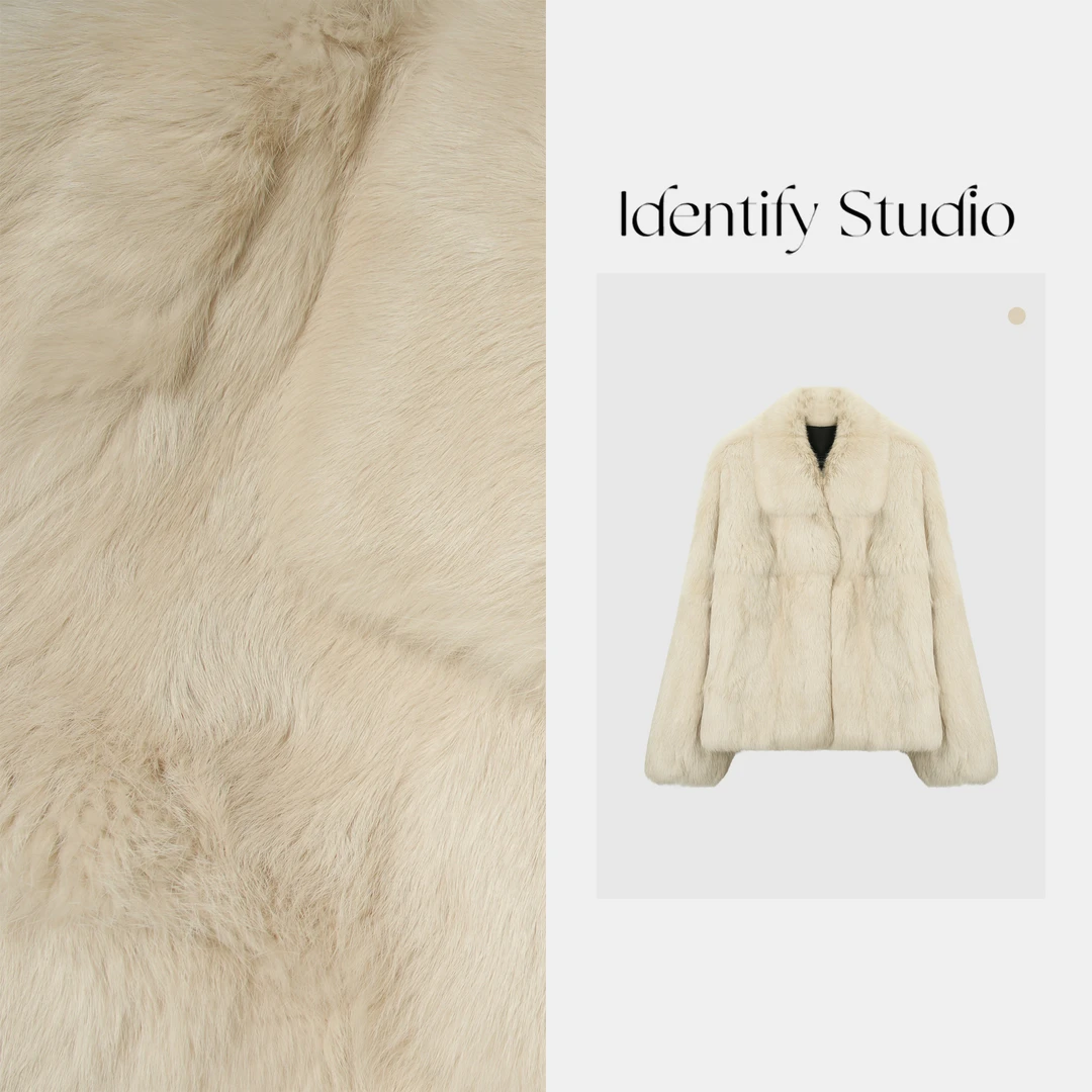 IDENTIFY冬季新款翻领慵懒风兔毛皮毛一体开襟外套25AWG111612