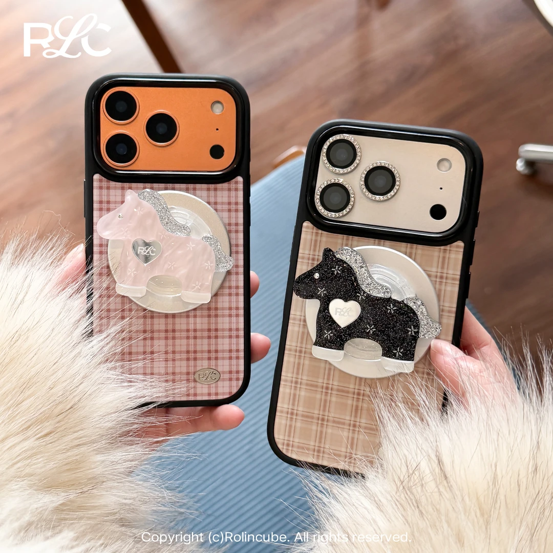 Rolincube原创复古格纹 尽显秋冬氛围 黑框亮面磁吸 iPhone手机壳