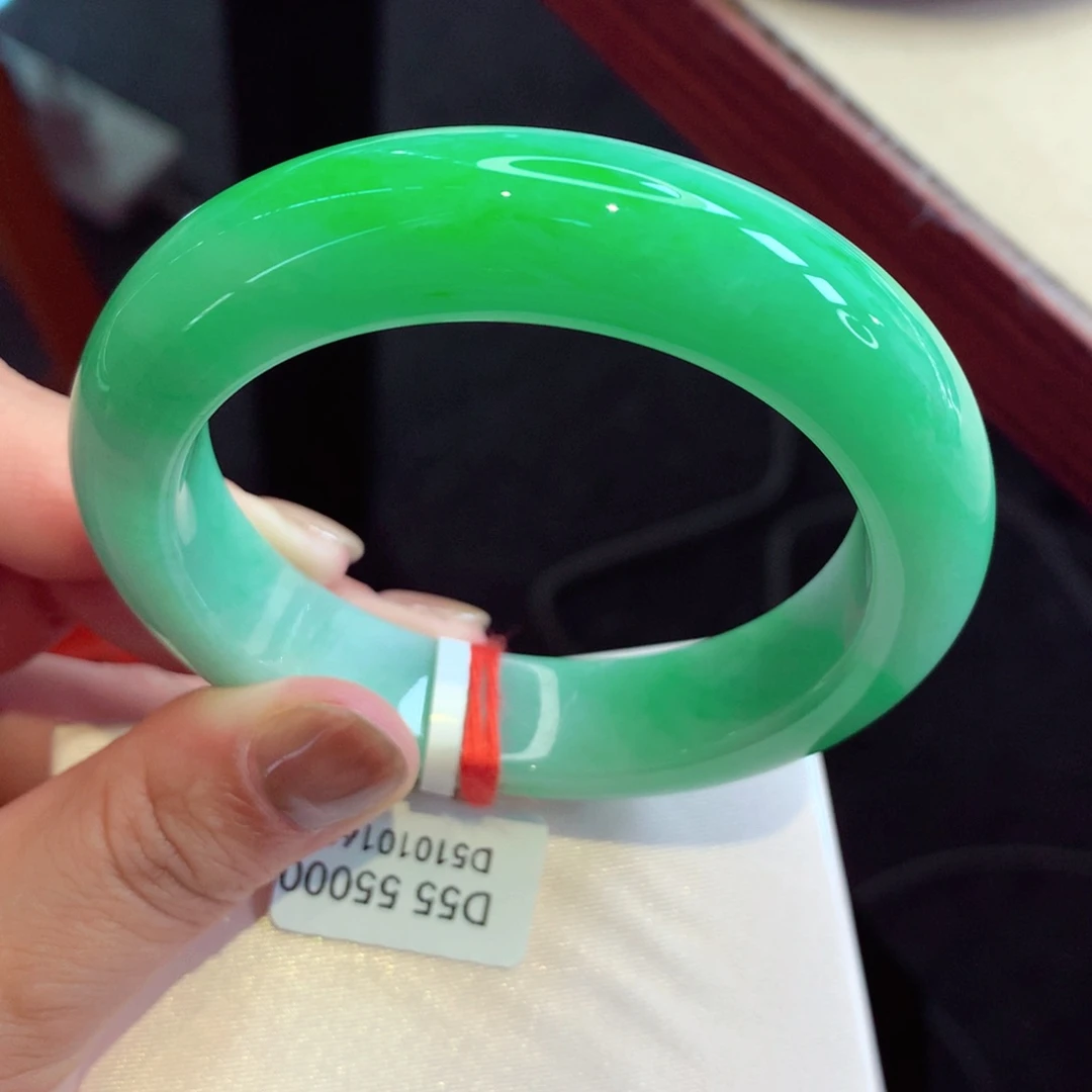 未镶嵌手镯翡翠阳绿小宽版完美捡漏24号11