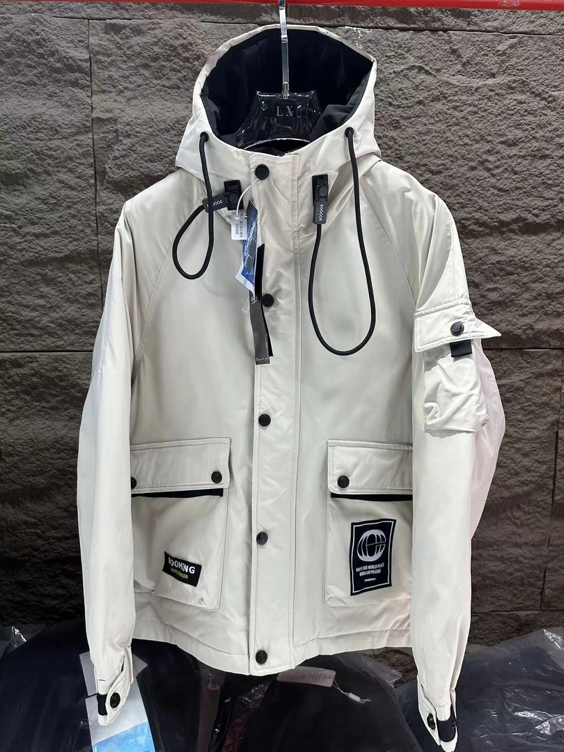 66207米白【意麦户外先锋】新款防寒工装连帽保暖外套#（剪标款）