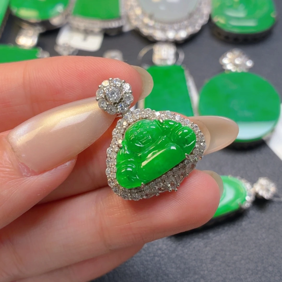 翡翠银S925镶嵌吊坠(不含链)