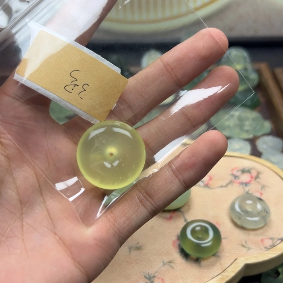 啊****蛇纹石玉合金颈饰平安扣蜂蜜色三号