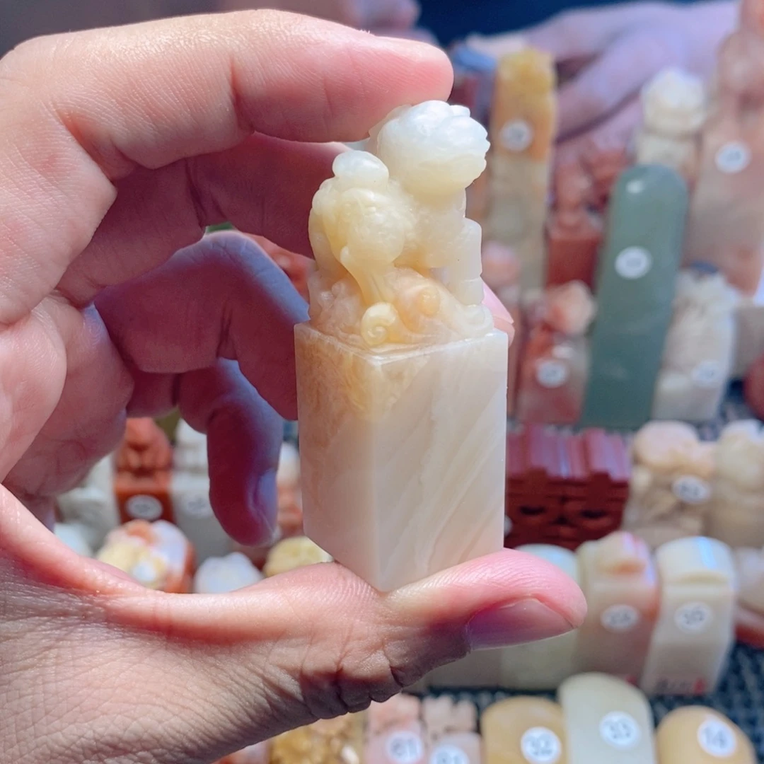 寿山石印石麒麟印章2*2