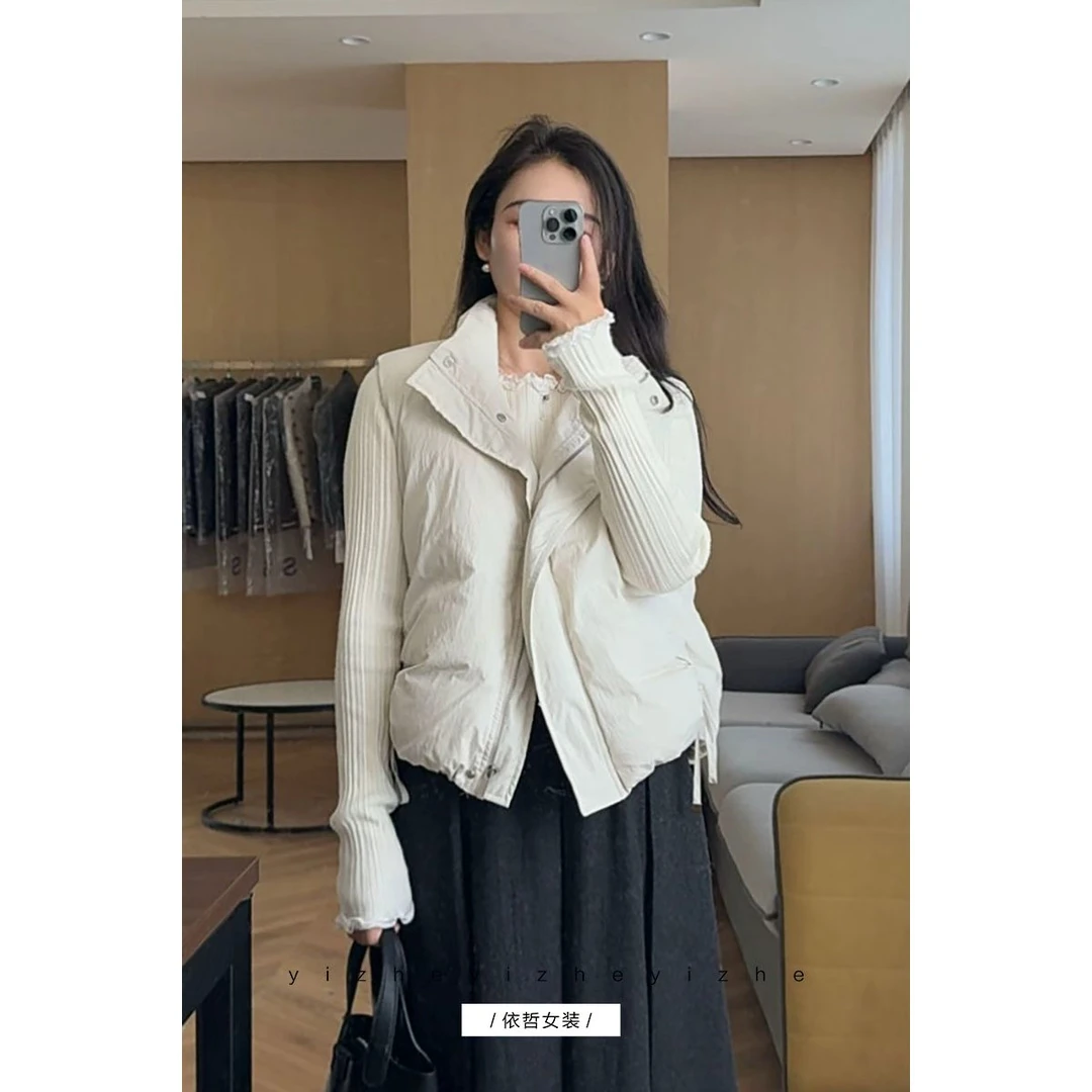 纯色马夹厚款拉链韩版短款冬季常规款时尚立领