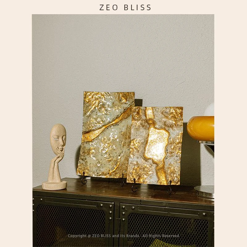 现代简约轻奢玻璃柜金色摆件入户玄关客厅酒柜艺术感摆件家居饰品