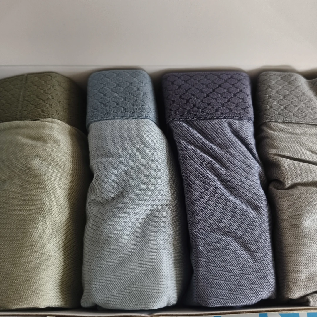 芬家男士内裤四条装时尚柔软舒适透气纯色简约平角