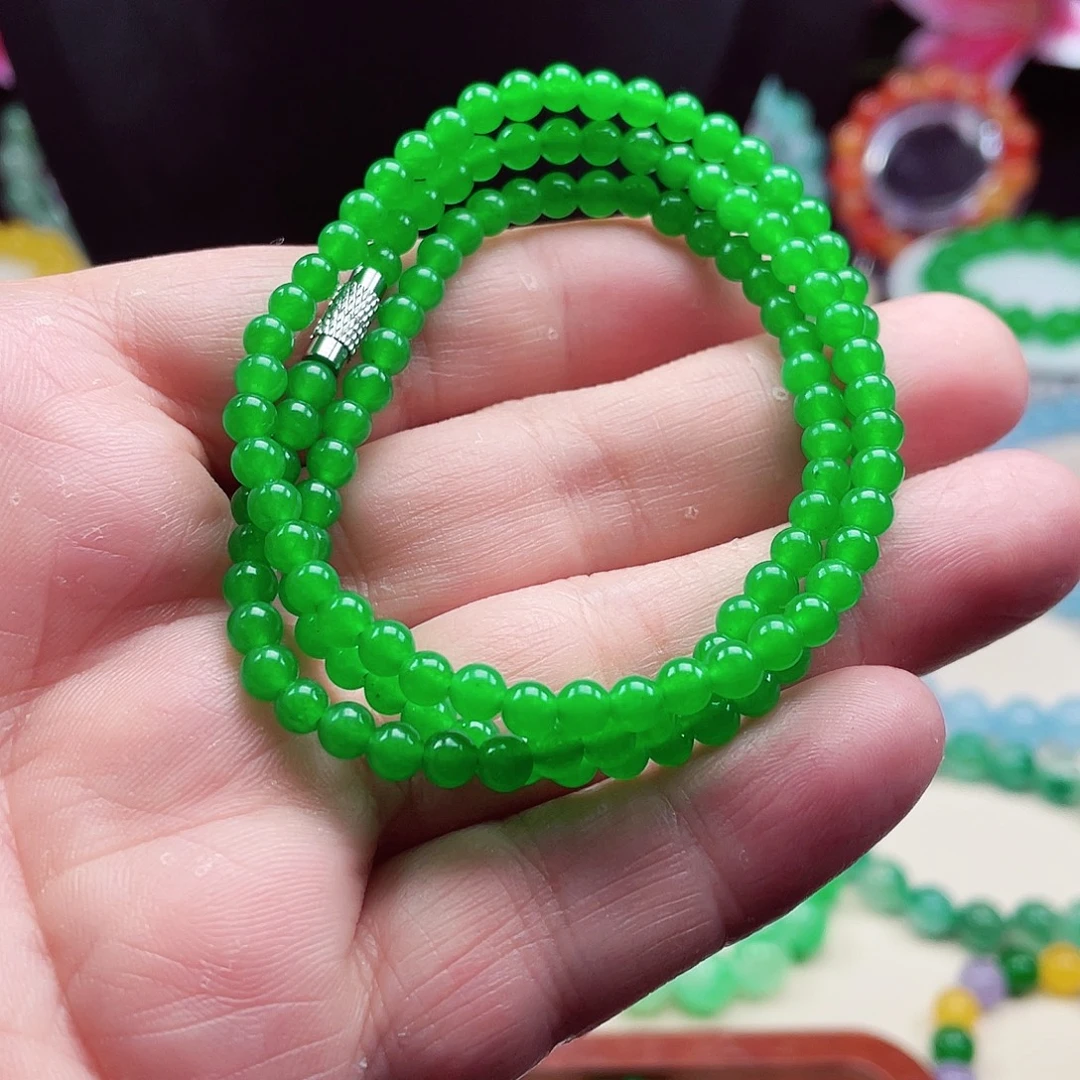 翡翠未镶嵌颈饰卡4.5翡翠珠链男女款02