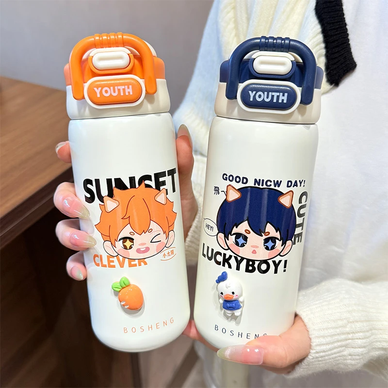 儿童保温杯男孩食品级316双饮吸管水杯小学生幼儿园上学专用杯子