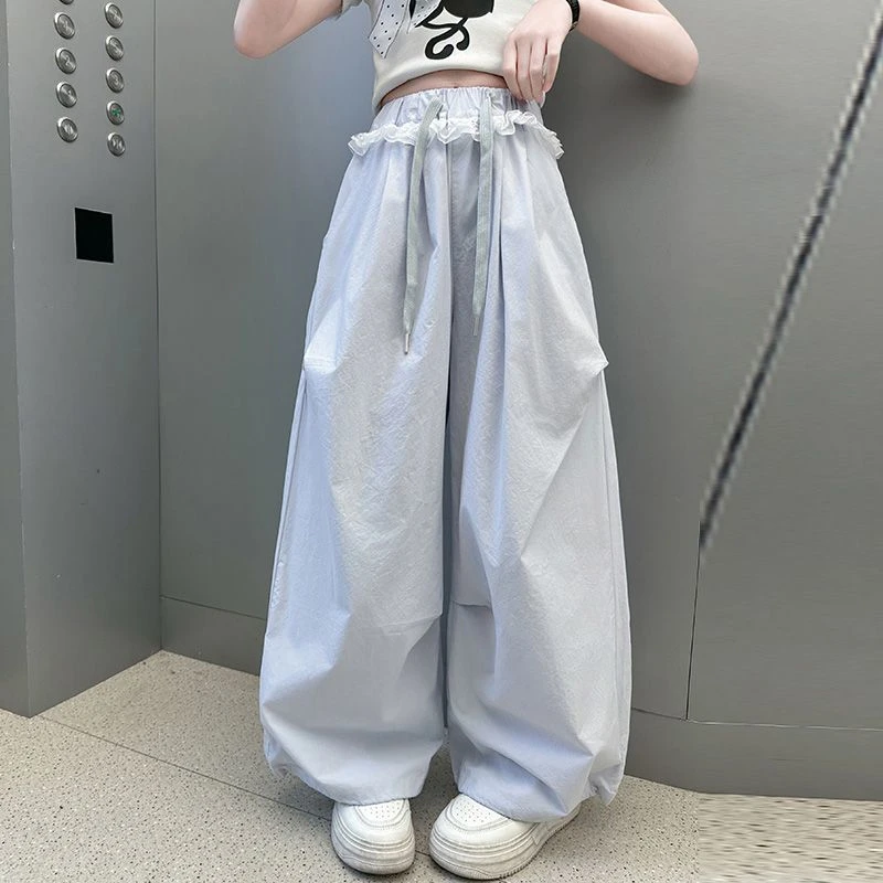 女童韩版夏季休闲裤中大童防蚊裤小女孩运动时尚直筒阔腿裤子长裤