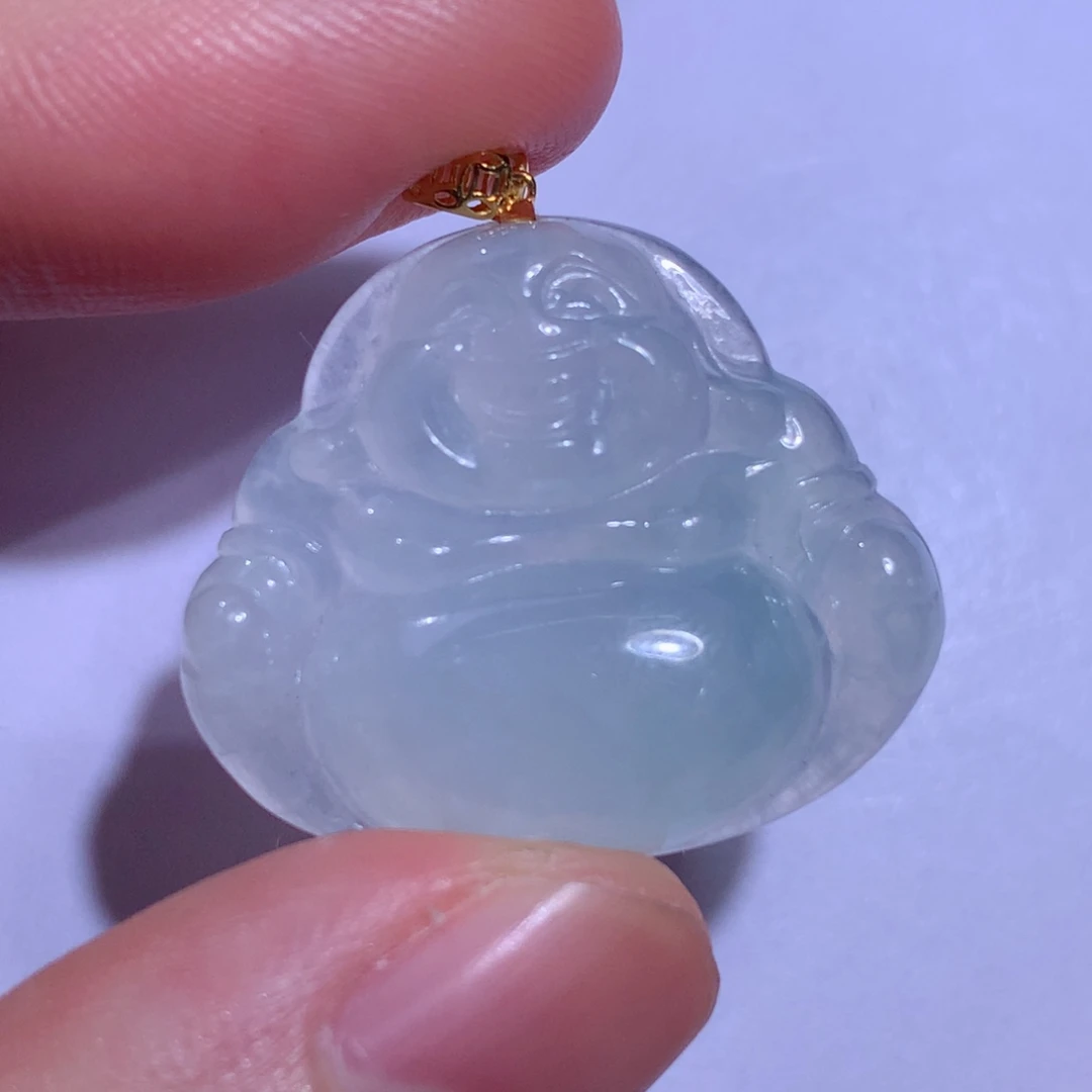 翡翠颈饰18K金镶嵌佛公