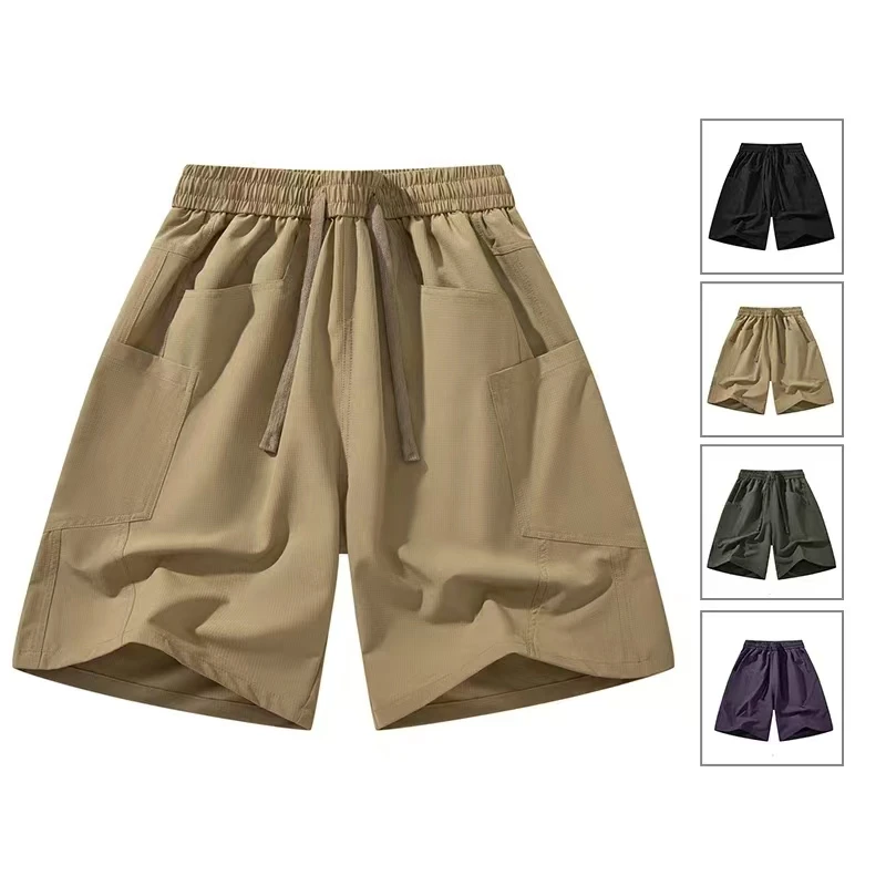 夏季冰丝速干男女同款宽松直筒弯刀工装长裤大口袋垂感好休闲裤