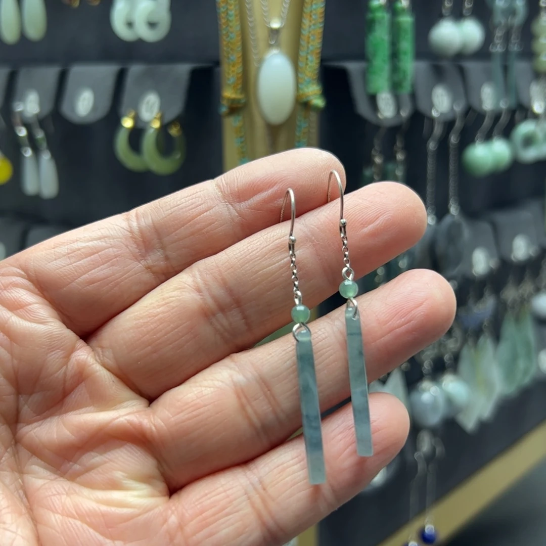 翡翠银S925镶嵌耳饰