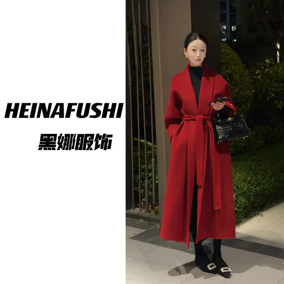 HEINA 【东方美人】年货款浴袍式羊绒大衣6232