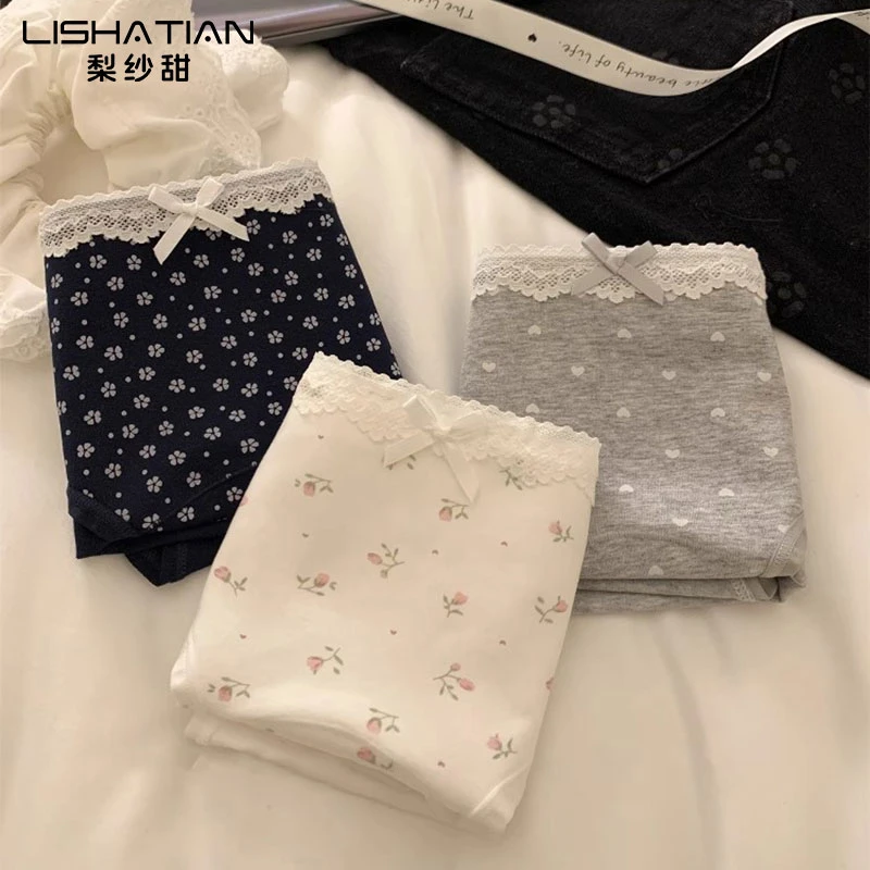 梨纱甜10A抑菌女生内裤女士棉质三角裤加长裆大码舒适中腰秋冬