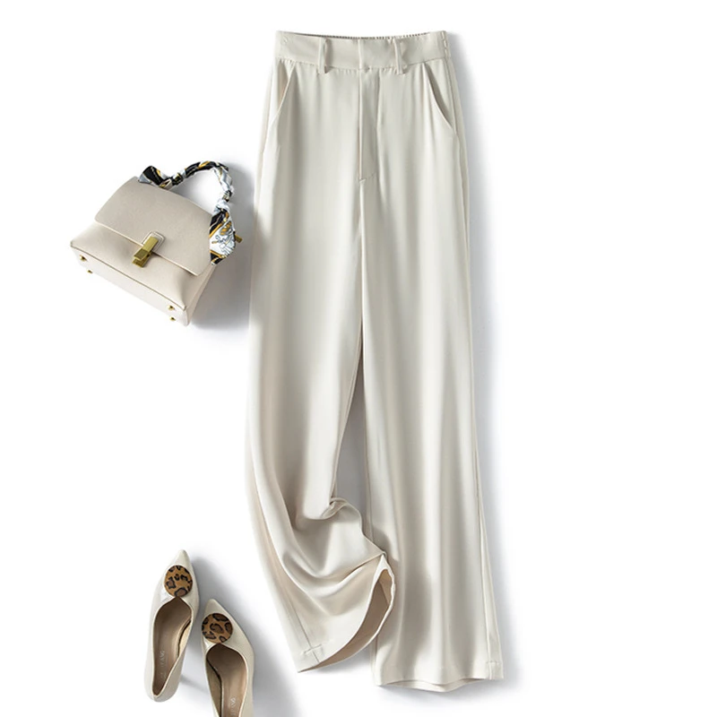 2025新款高腰西装阔腿裤春夏宽松显瘦直筒裤子女垂感休闲白色女裤