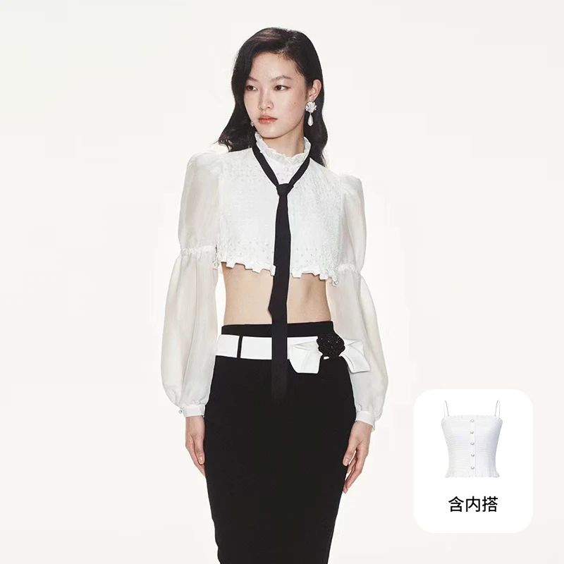 【明星同款】LE FAME/拉飞姆重工绣花镂空领带两件套