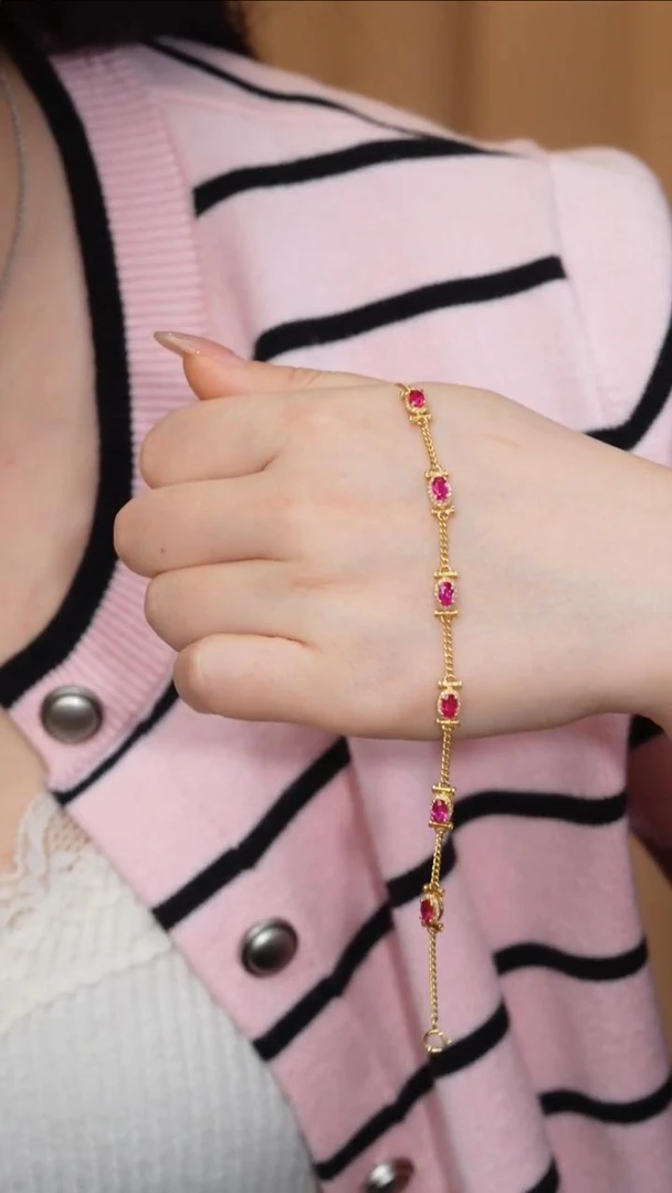【歪歪】红宝石手链*18K金镶嵌（多样性发一）XB-S8889
