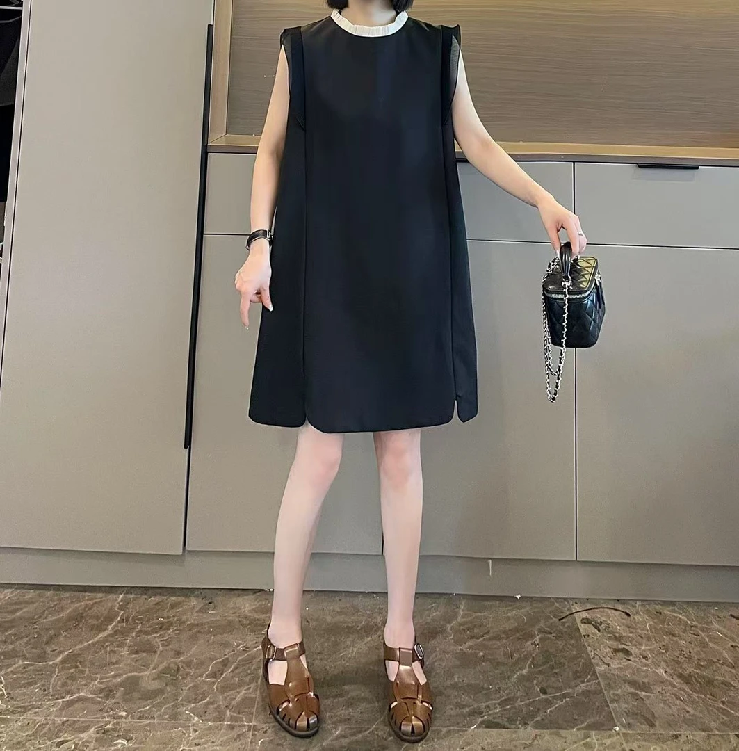 米可/MK-2201ZJ【小香风荷叶边撞色连衣裙】时尚夏季新款连衣裙