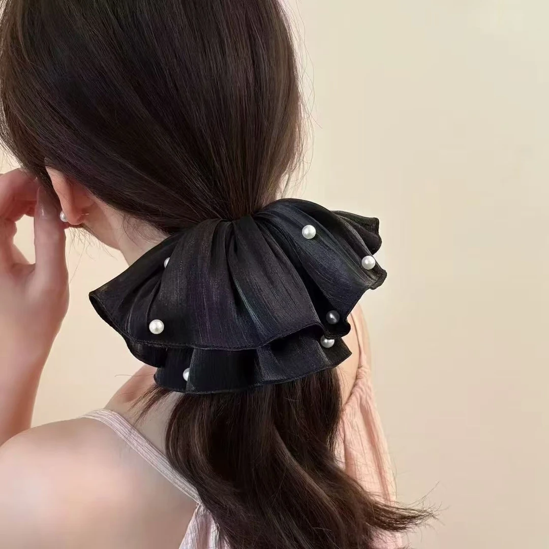 超大发圈高级感头花网纱头绳发绳S