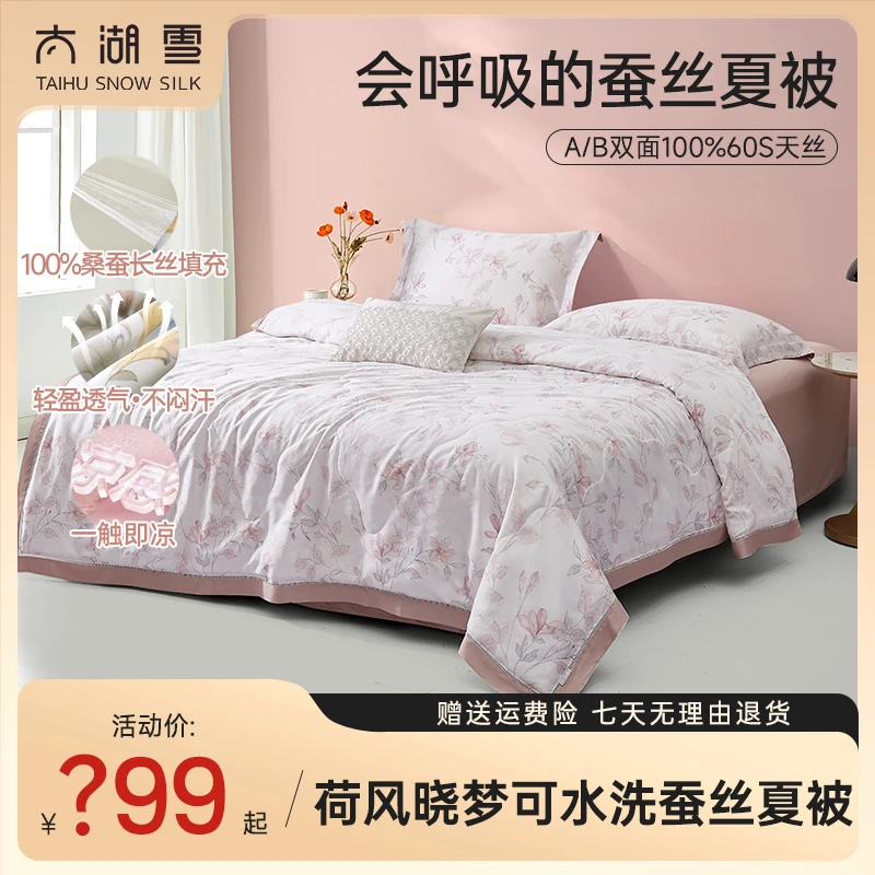 太湖雪【夏凉节清仓专场】荷风晓梦60s100%桑蚕丝可水洗夏被