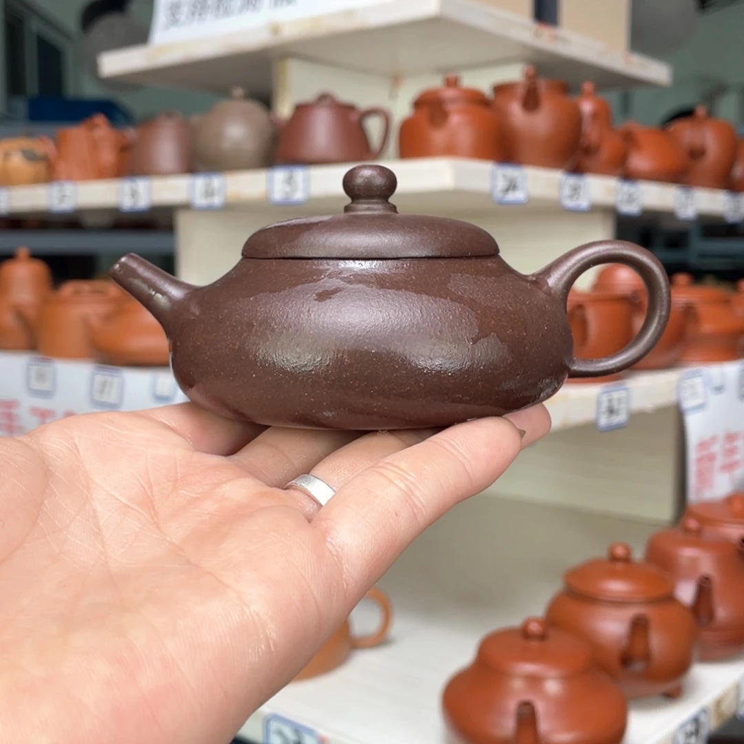 紫砂茶壶黑墩头全手工130毫升