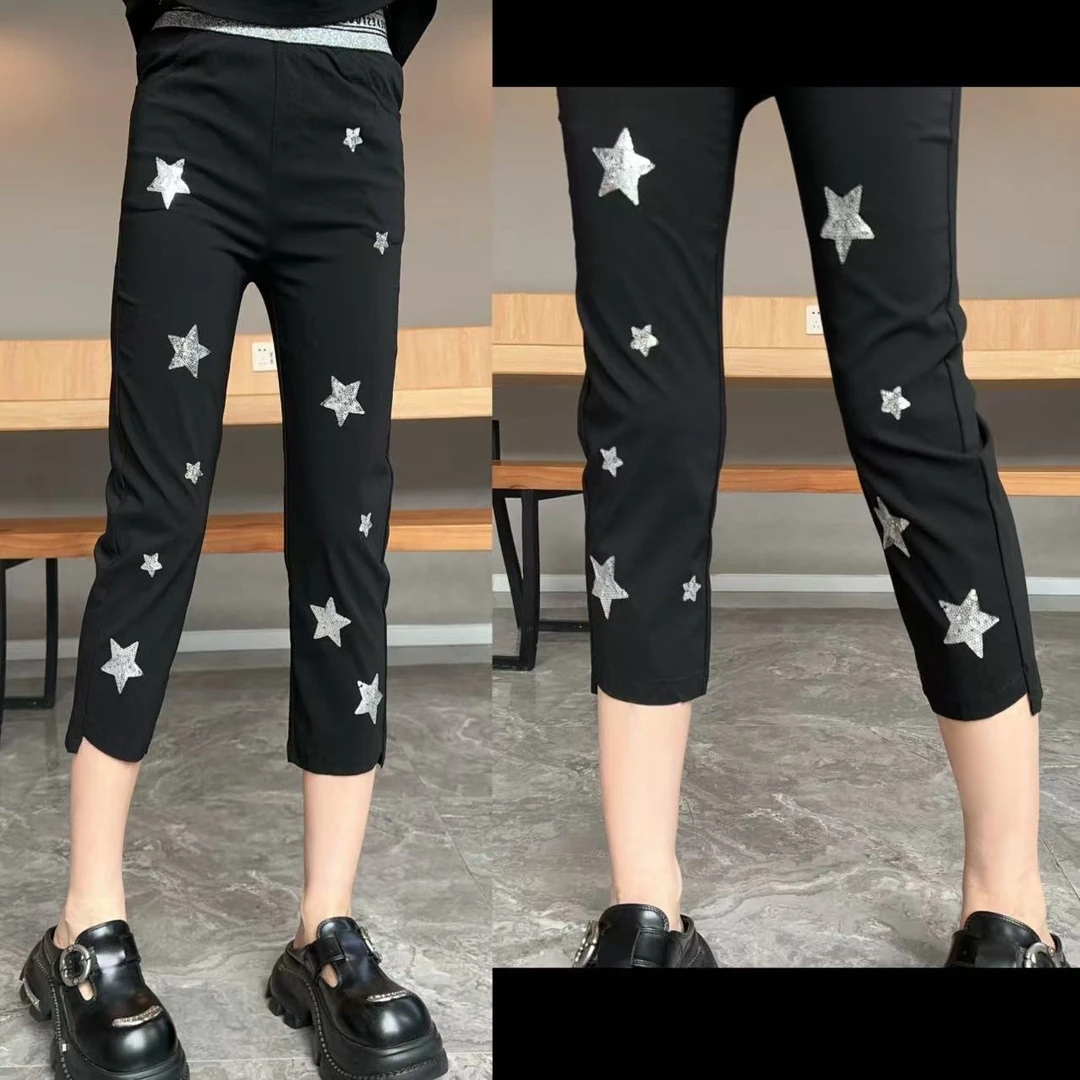 【YJ·高定】2025夏款轻薄透气弹力美腿裤百搭显瘦高腰烟管裤女YK778