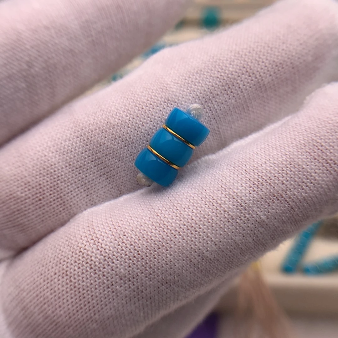 绿松石18K金镶嵌珠宝奇石6+mm