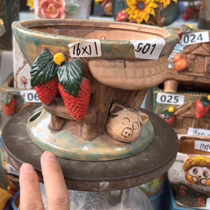 紫砂花盆粗陶材质多肉花盆