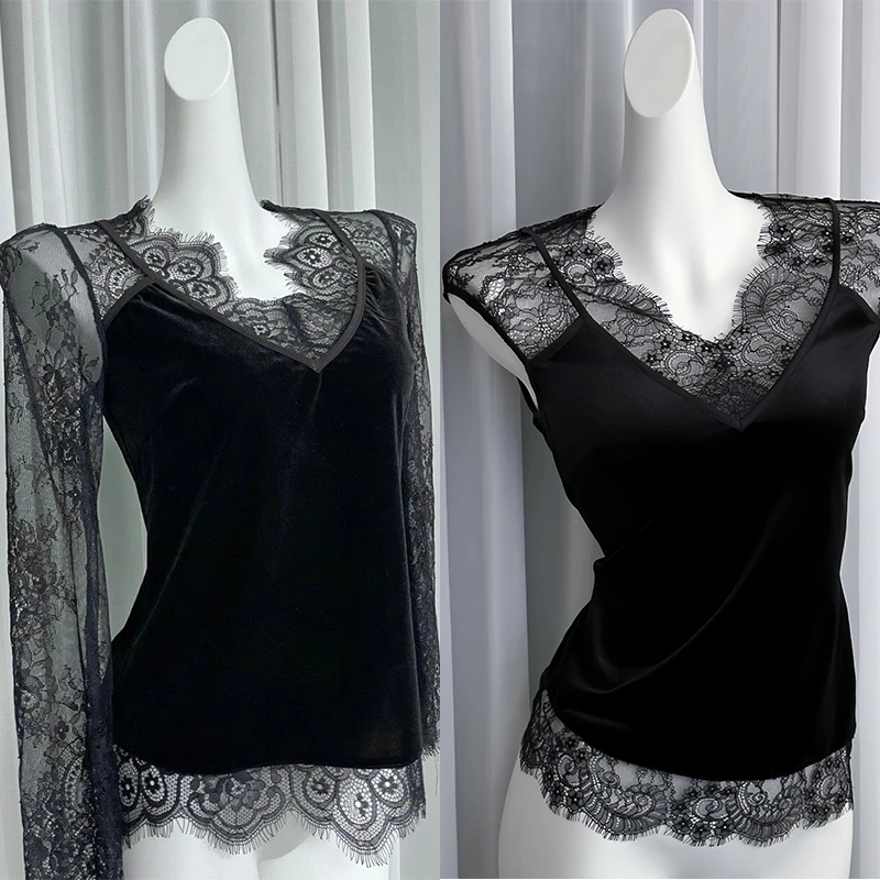 格娜2025新款蕾丝百搭打底美背短款性感防走光女士吊带内搭背心