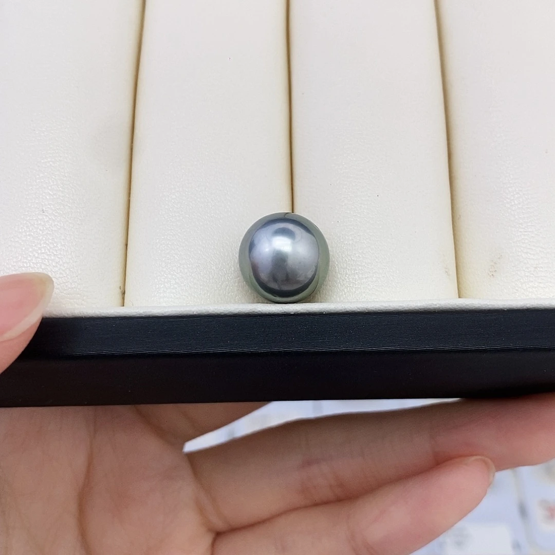 未镶嵌耳饰海水珍珠12-13mm铂金灰