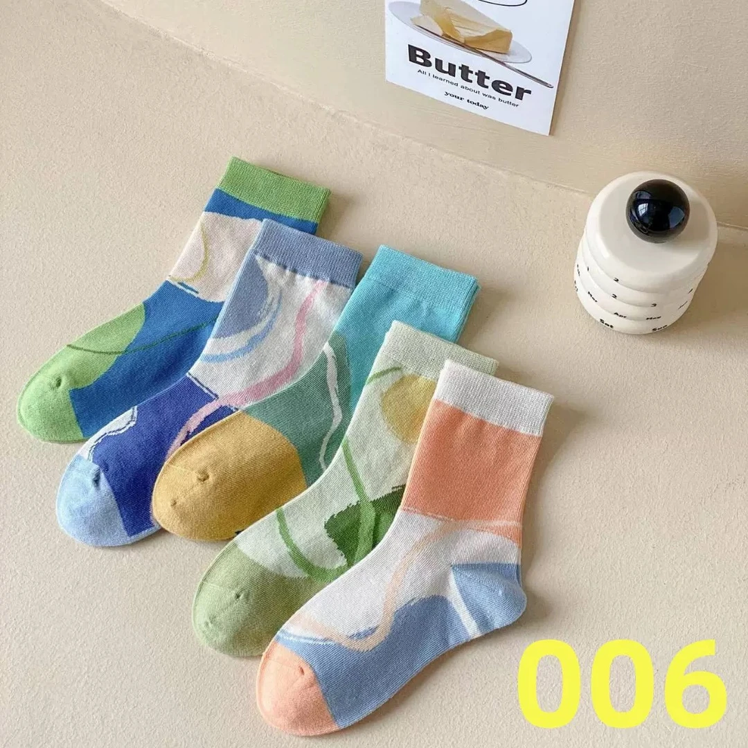 23AW006 十双装女宝女童艺术休闲中筒袜WG