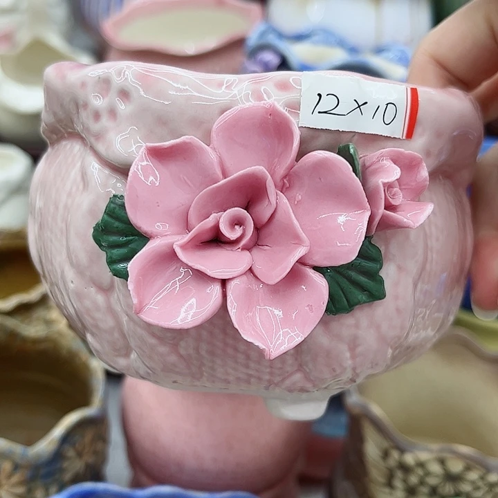 多肉绿植陶瓷花盆9.9包邮，有孔