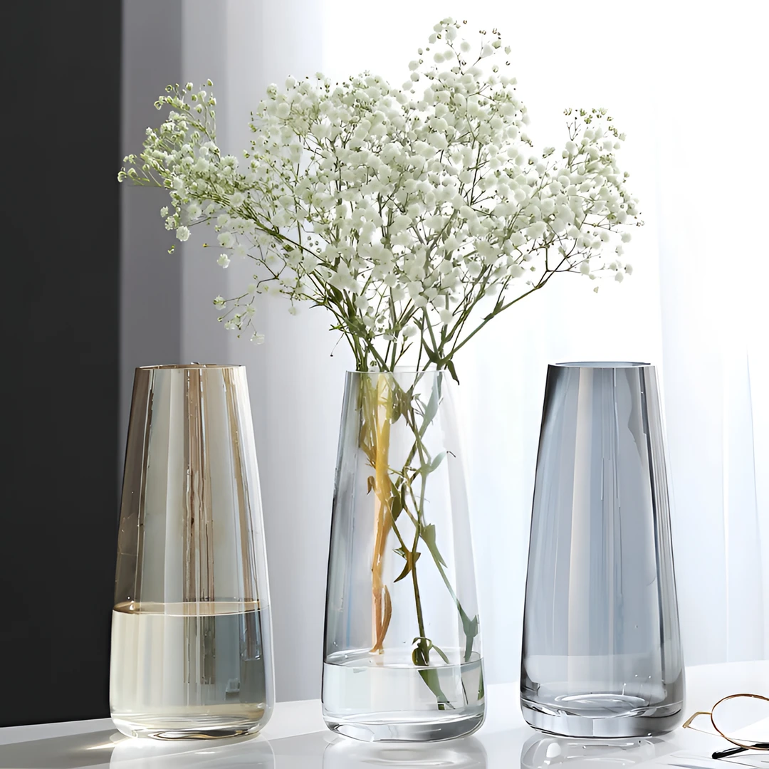 繁星最新款透明玻璃花瓶摆件客厅插花ins轻奢风高级感简约郁金香