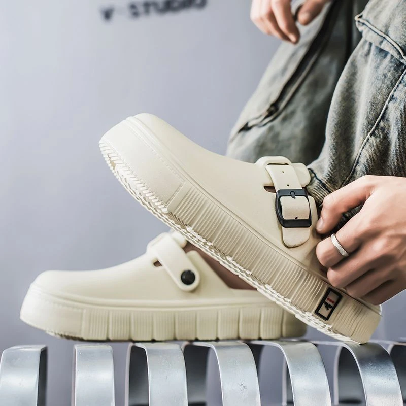 德赛【撤柜】勃肯鞋男夏季外穿厚底运动包头半拖鞋男士办公室替换