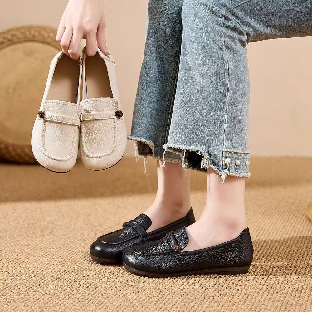 80051春秋新款一脚蹬圆头休闲风丢丢鞋乐福鞋时尚百搭小皮鞋