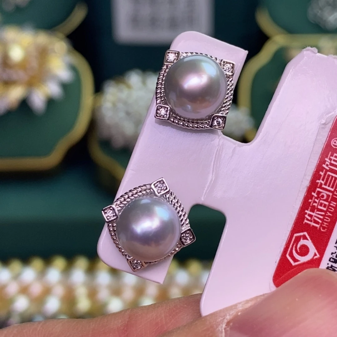 银S925镶嵌耳饰海水珍珠