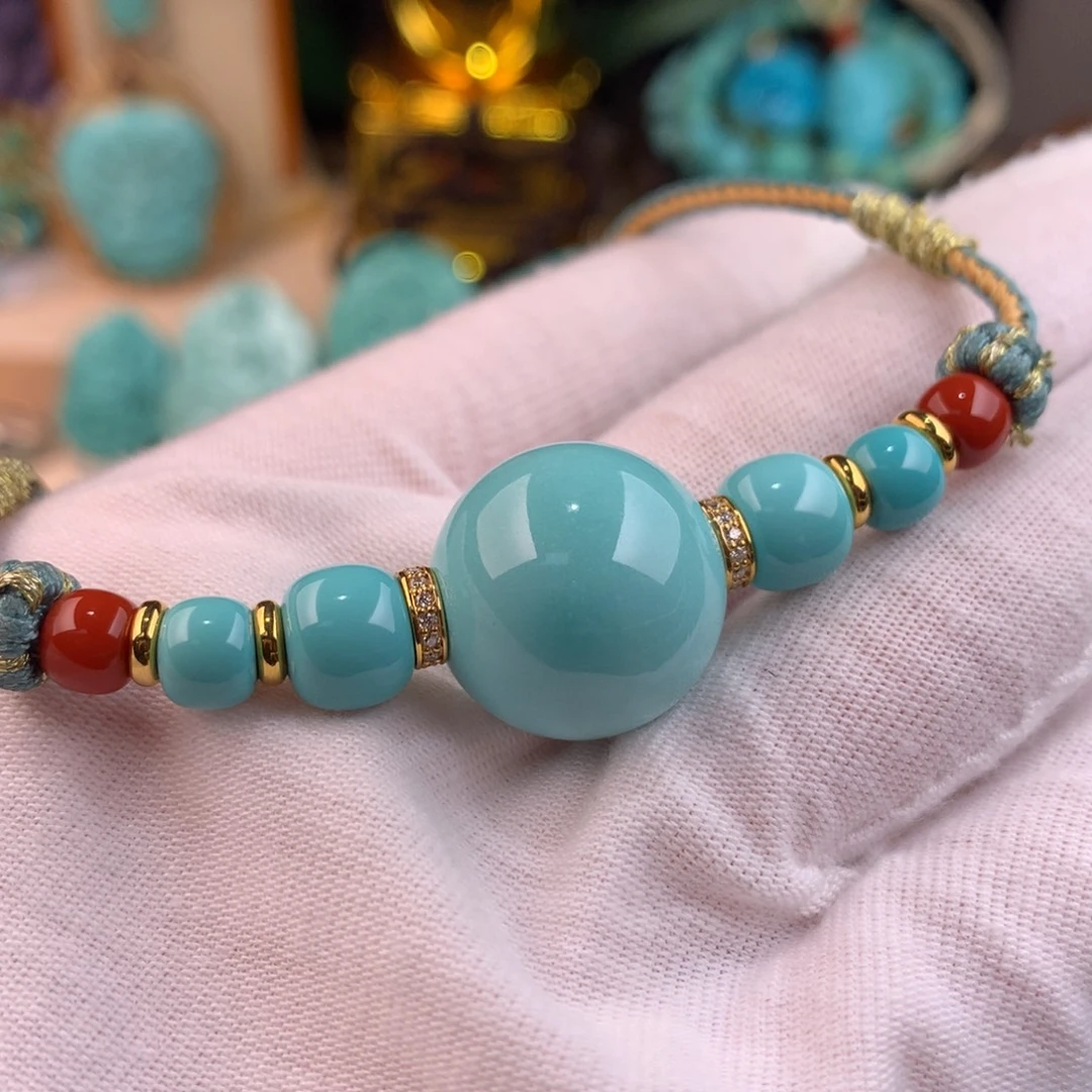 绿松石18K金镶嵌锁骨链卡18+