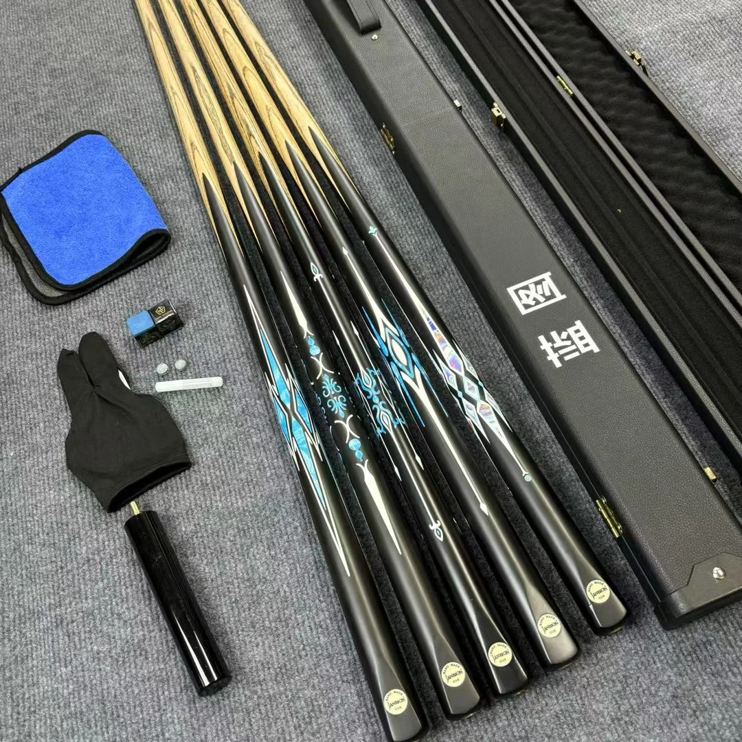 新款中式黑八一体通杆小头杆台球杆水标专业级中式黑八球杆小头