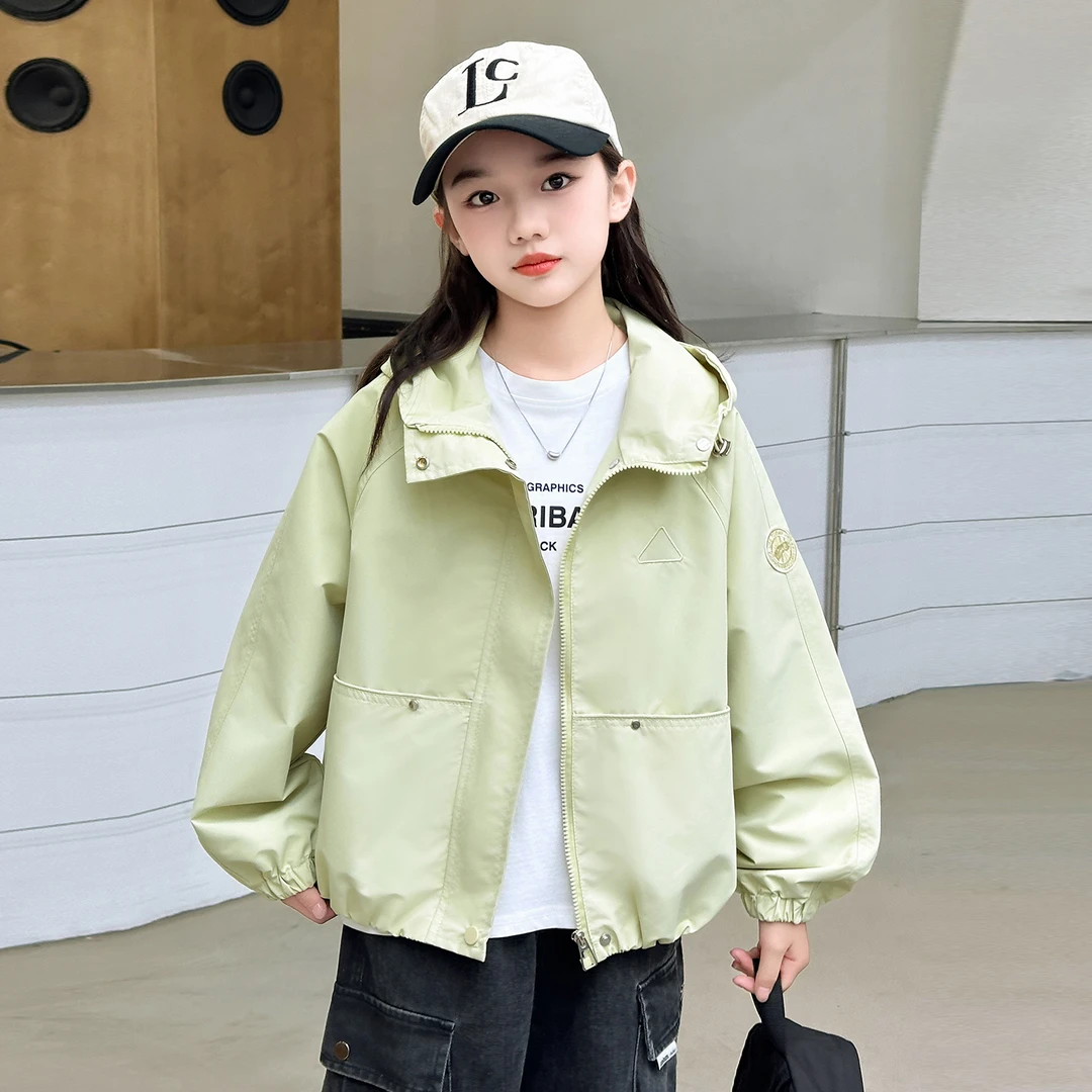 女童外套春秋款2025新款洋气儿童连帽开衫秋装女孩时髦炸街棒球服