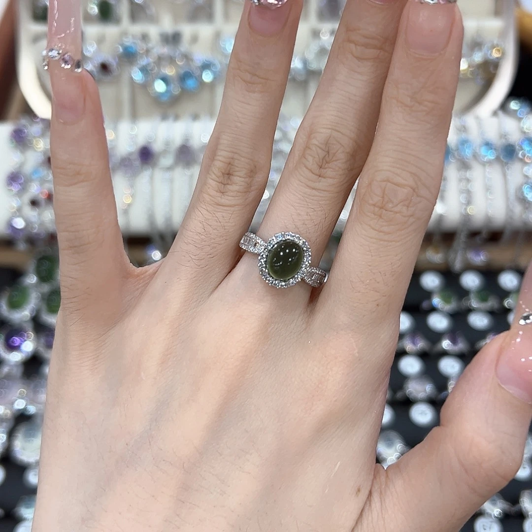 C***c银S925镶嵌岫玉戒指