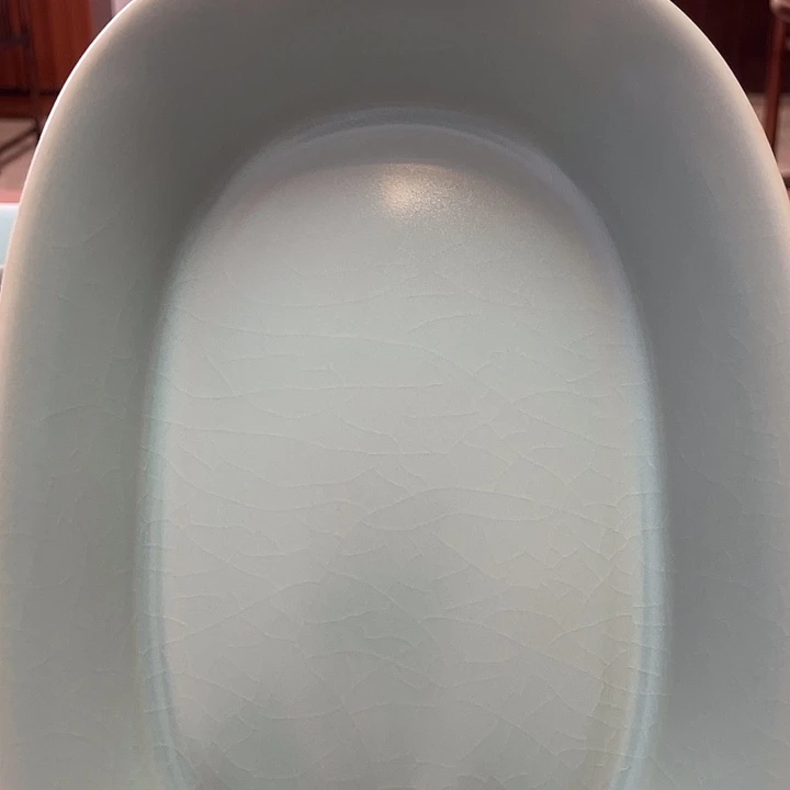 C*仿古釉天青水仙盘微瑕