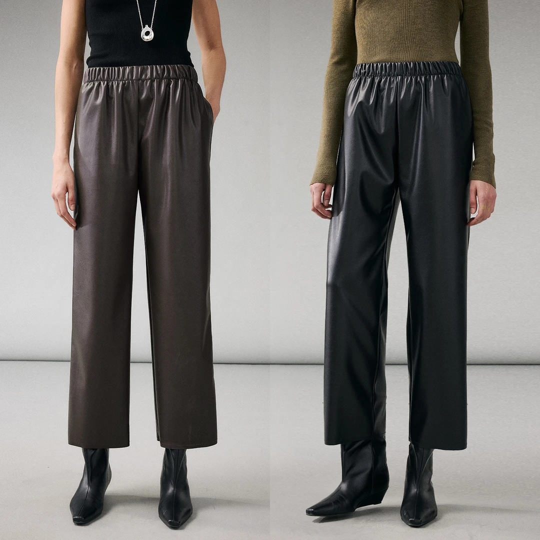 MARIUS“黑骑士”轻盈柔韧哑光橡筋松紧宽腰头显瘦直筒裤