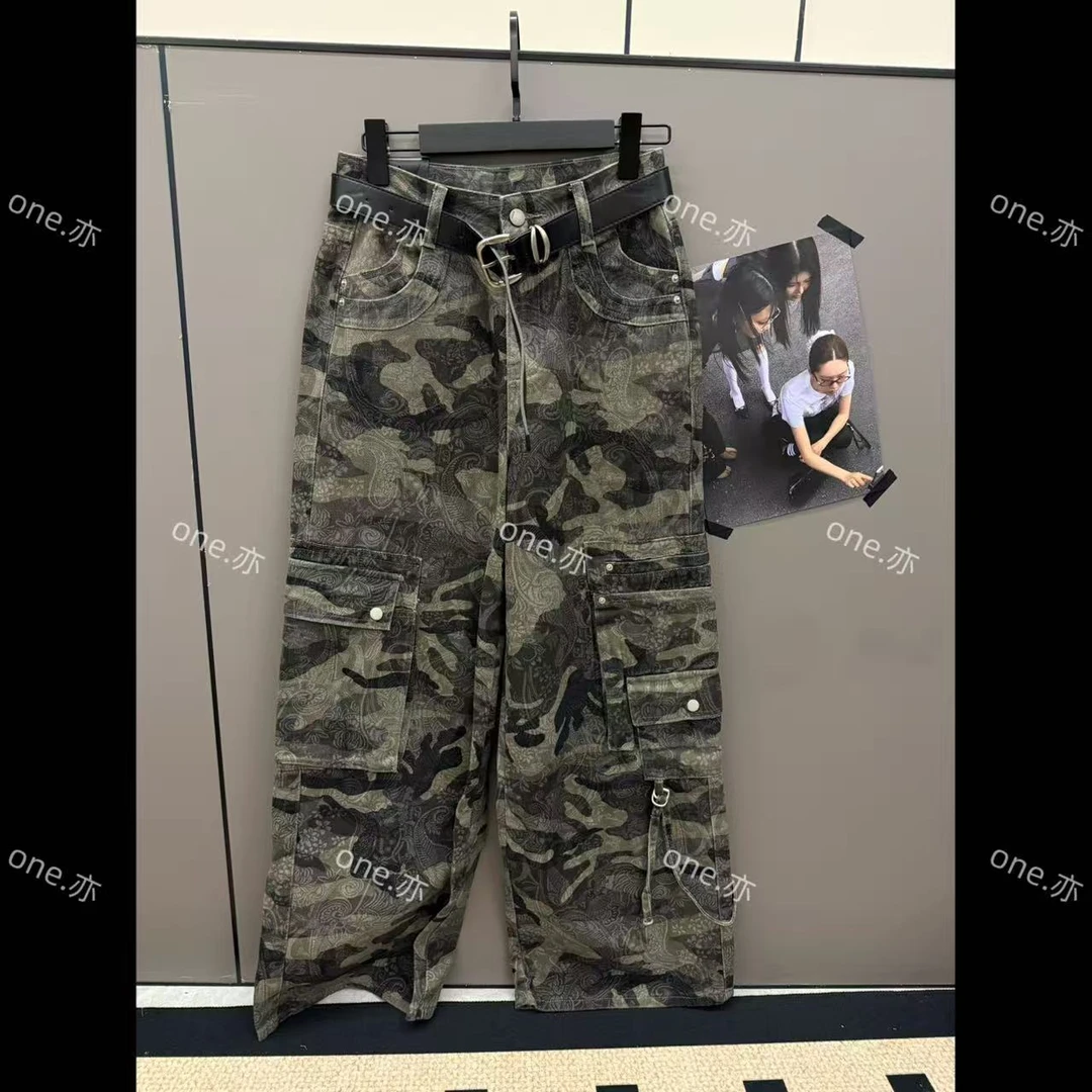 【一个亦】配腰带印花工装迷彩裤N/861