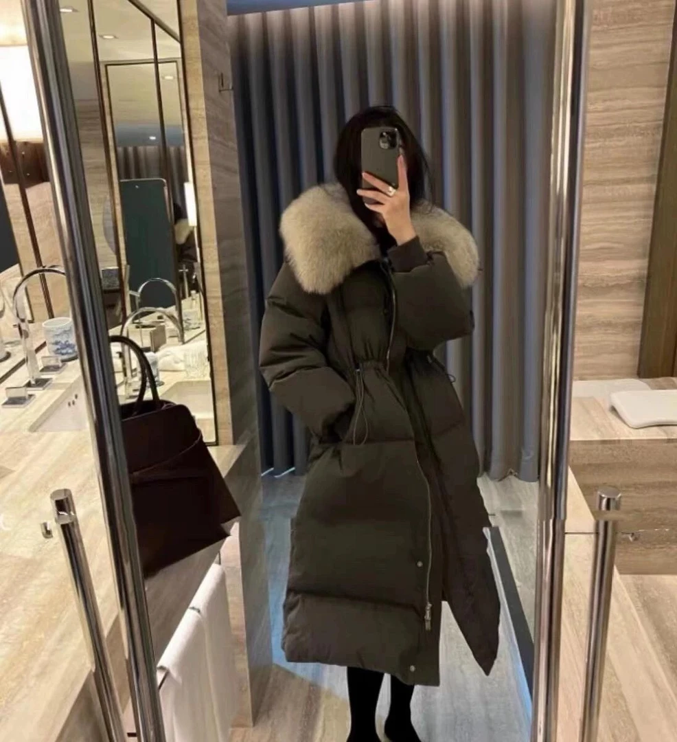 羽绒服2024冬季新款保暖白鸭绒韩系长款外套Ysw8827