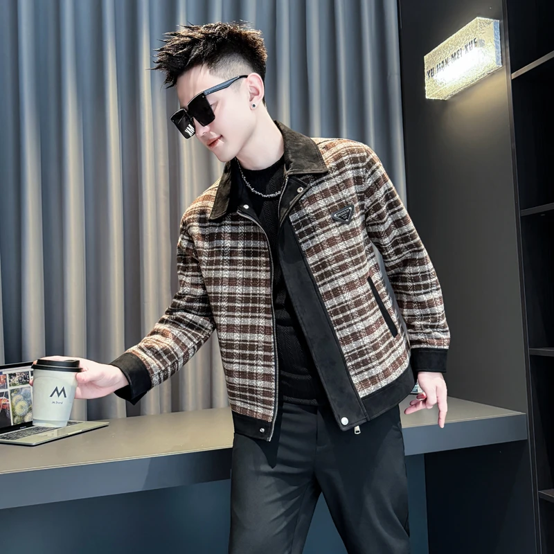 男士爆款保暖加绒夹克2025冬季新款潮牌时尚衣服高端男装加厚外套